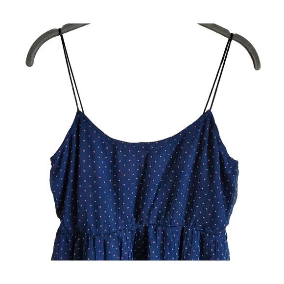 ZARA TRF COLLECTION Women Dress Size M Navy Blue Pink Polka Dots Spaghetti Strap - Picture 6 of 7